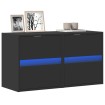 Muebles de TV de pared con luces LED 2 uds negro 41x31x45 cm