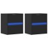 Muebles de TV de pared con luces LED 2 uds negro 41x31x45