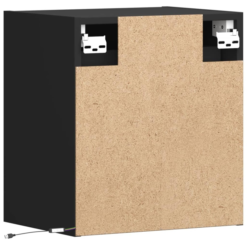Muebles de TV de pared con luces LED 2 uds negro 41x31x45