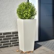 Jardineras 2 uds acero blanco 35x35x75 cm