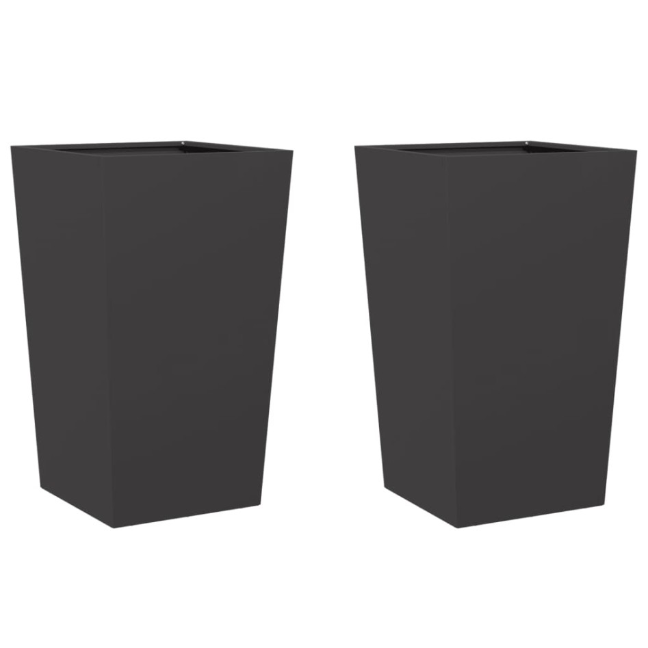 Jardineras 2 uds acero negro 45x45x75