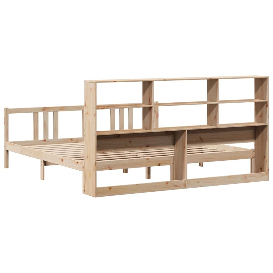 Cama con estantería sin colchón madera maciza de pino