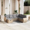 Juego de sofás jardín con cojines beige mezcla 7 pzas ratán PE