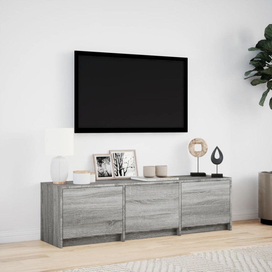 Mueble de TV madera ingeniería gris Sonoma 140x34x40