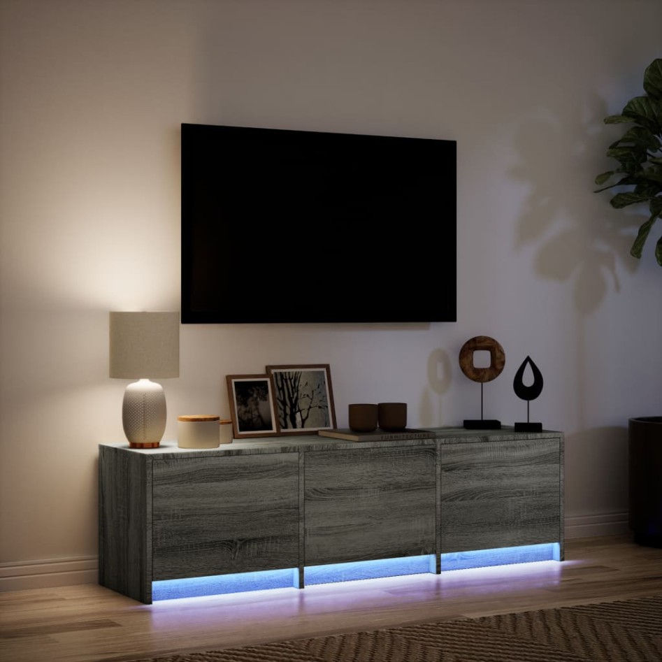 Mueble de TV madera ingeniería gris Sonoma 140x34x40
