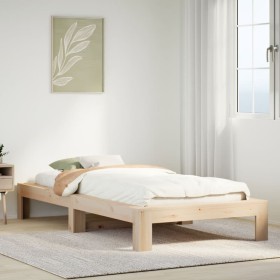 Estructura de cama sin colchón madera maciza de pino 90x190