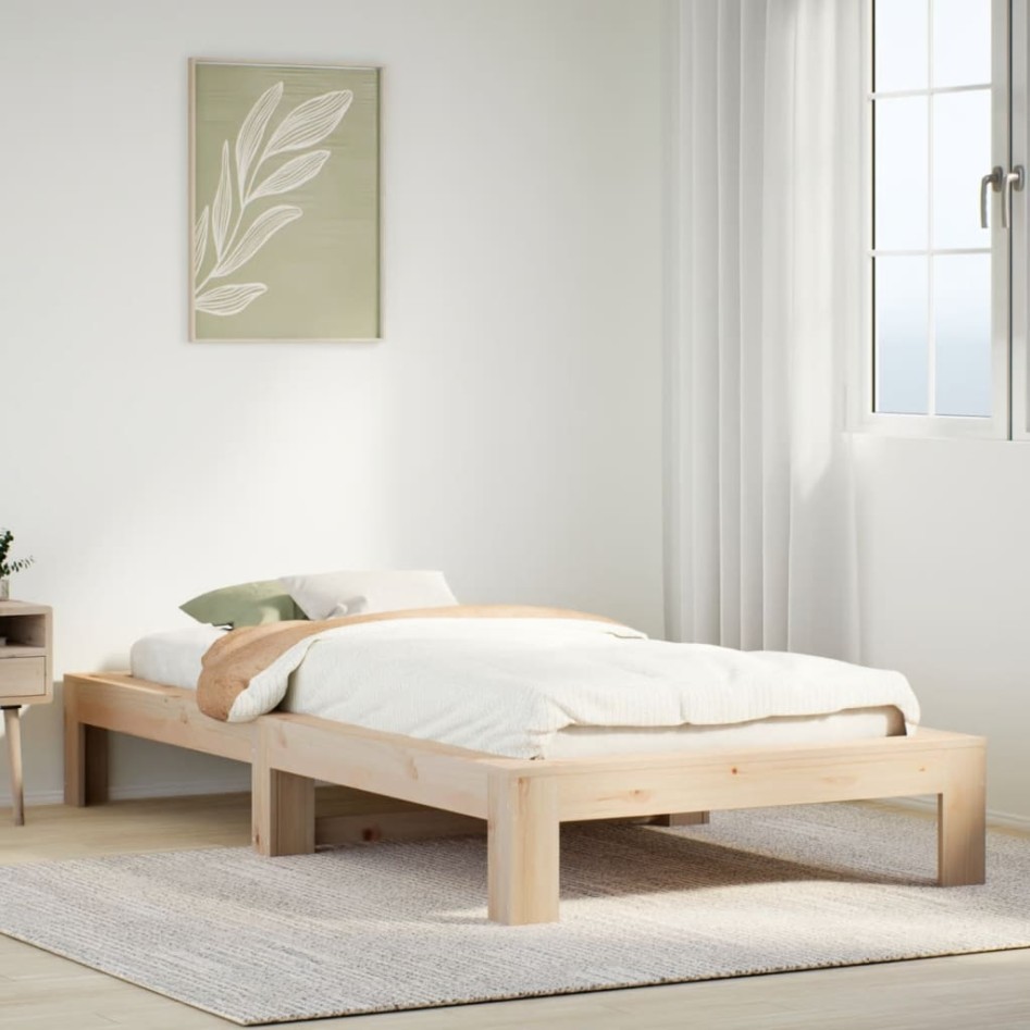 Estructura de cama sin colchón madera maciza de pino 90x190
