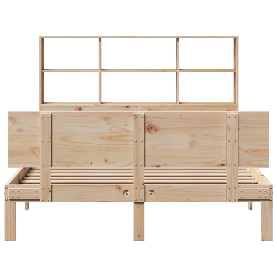 Cama con estantería sin colchón madera maciza de pino