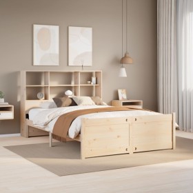 Cama con estantería sin colchón madera maciza de pino