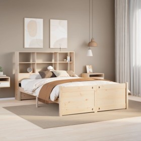 Cama con estantería sin colchón madera maciza de pino