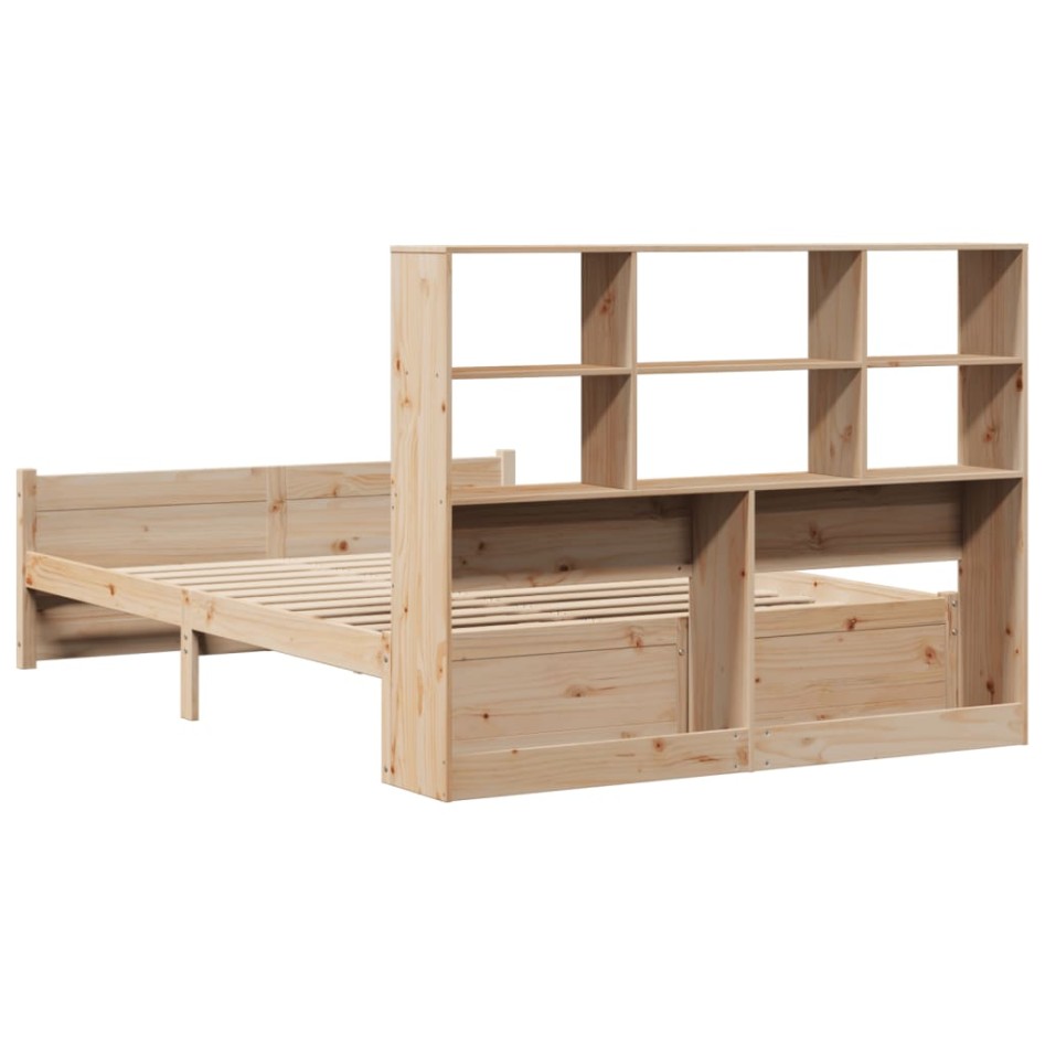 Cama con estantería sin colchón madera maciza de pino