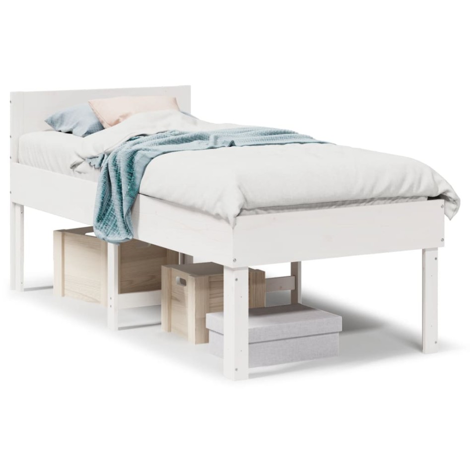Estructura de cama sin colchón madera maciza blanca 90x190