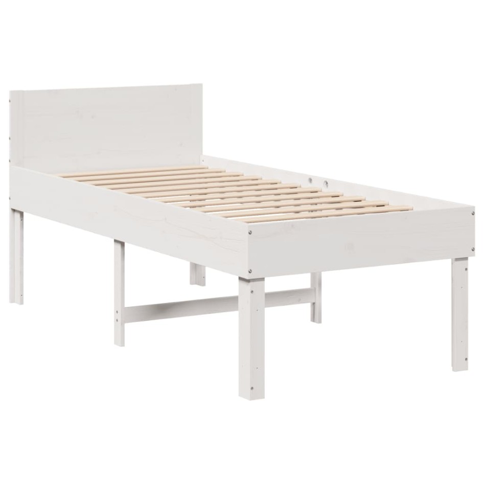 Estructura de cama sin colchón madera maciza blanca 90x190
