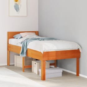 Cama sin colchón madera maciza pino marrón cera 80x200