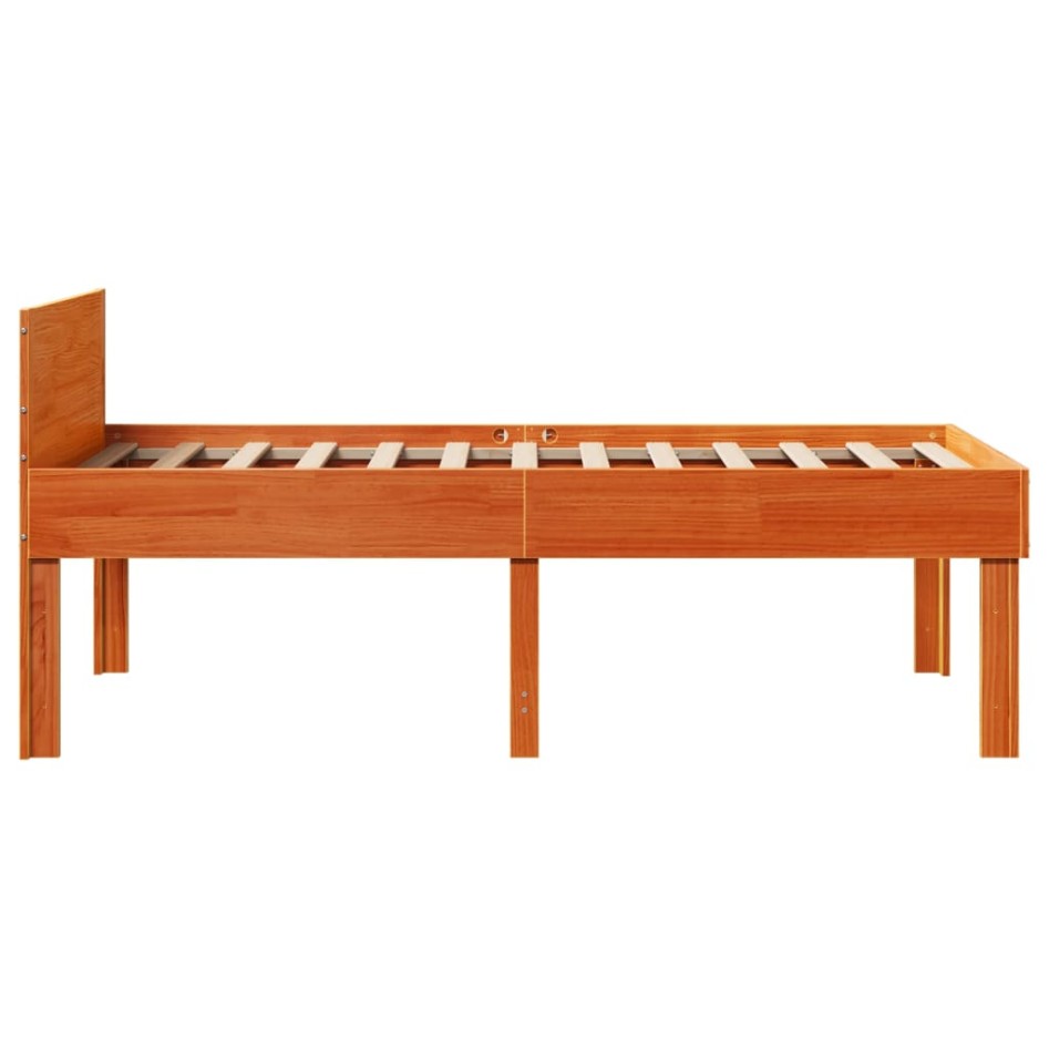 Cama sin colchón madera maciza pino marrón cera 80x200