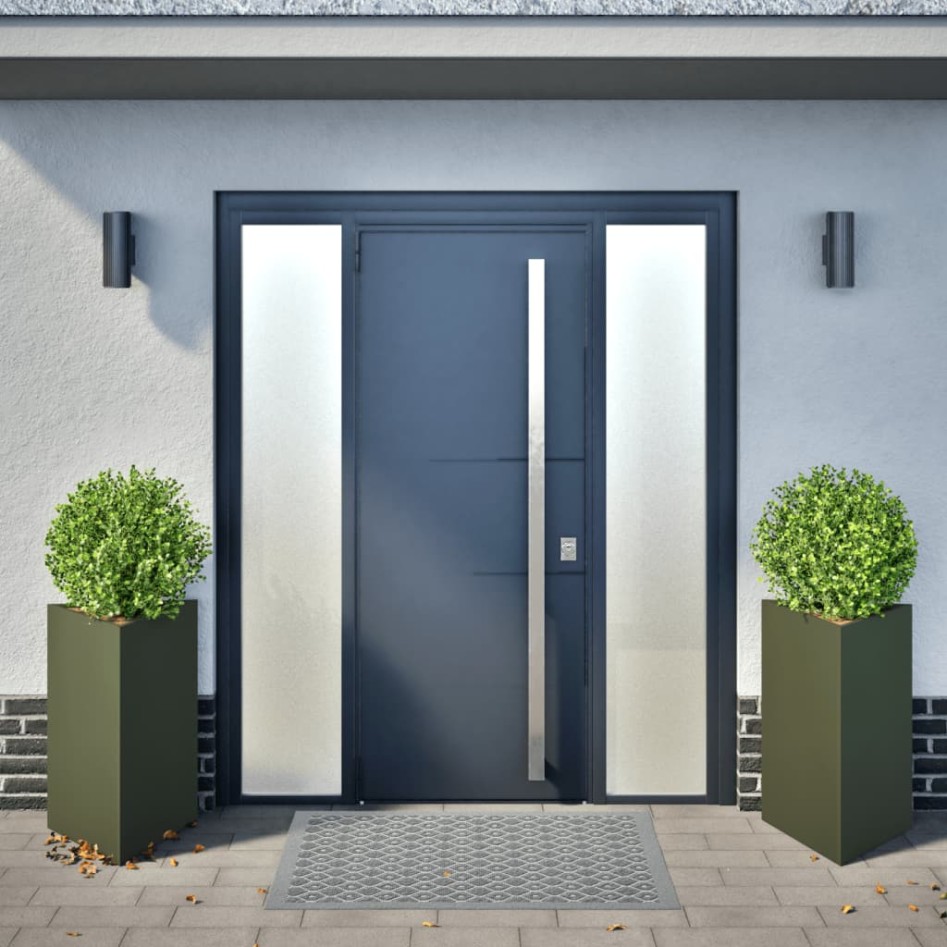 Jardineras triangulares 2 uds acero verde oliva 50x43x75