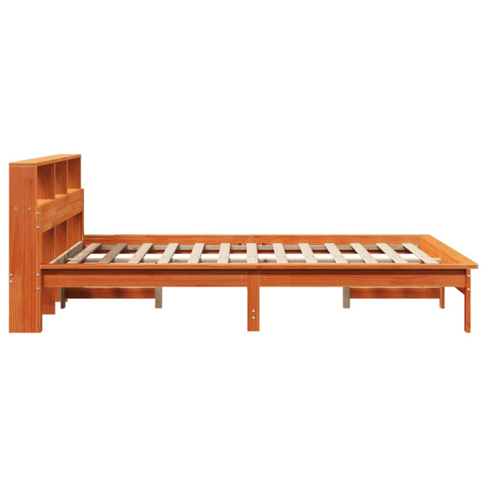 Cama con estantería sin colchón madera maciza marrón