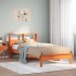 Cama con estantería sin colchón madera maciza marrón 75x190