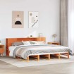 Cama con estantería sin colchón madera maciza marrón 200x200 cm