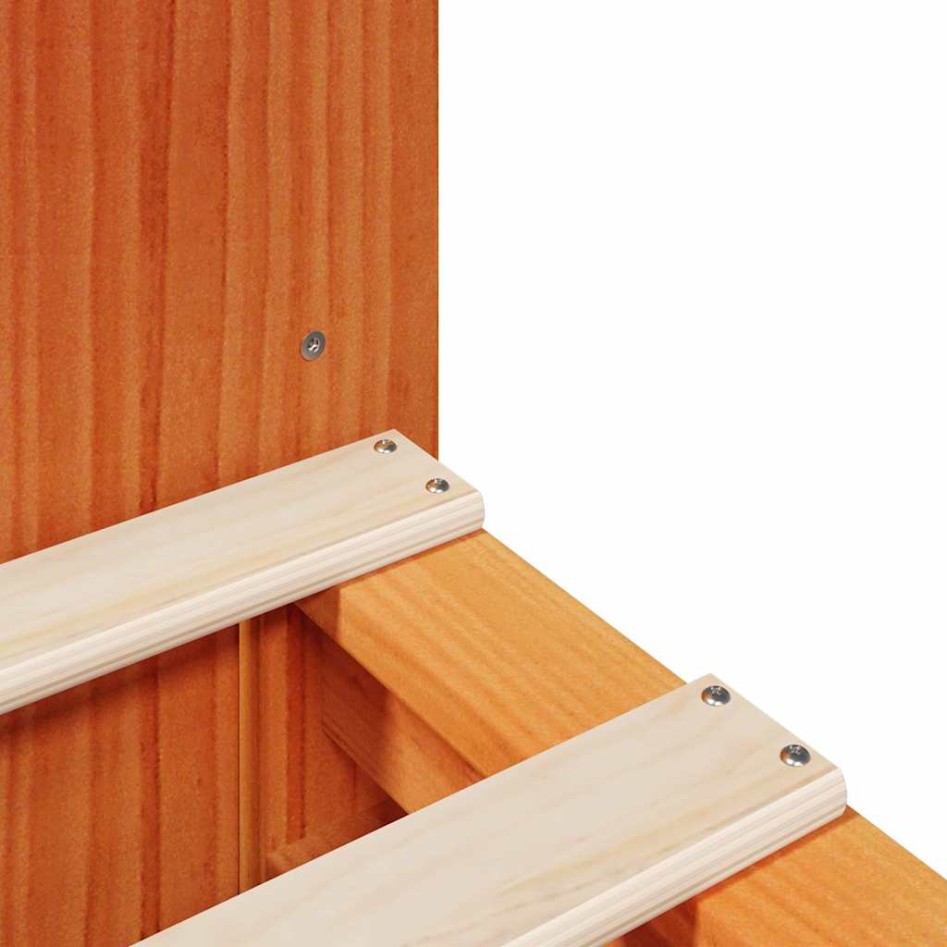 Cama con estantería sin colchón madera maciza marrón 200x200