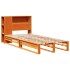 Cama con estantería sin colchón madera maciza marrón 75x190