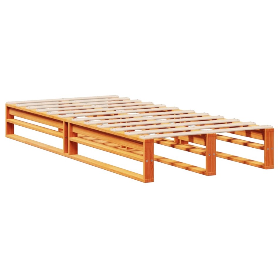 Cama con estantería sin colchón madera maciza marrón 75x190