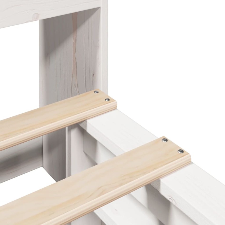 Cama con estantería sin colchón madera maciza blanca 150x200