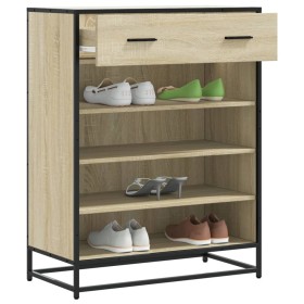 Zapatero de madera y metal roble Sonoma 75x38x97,5