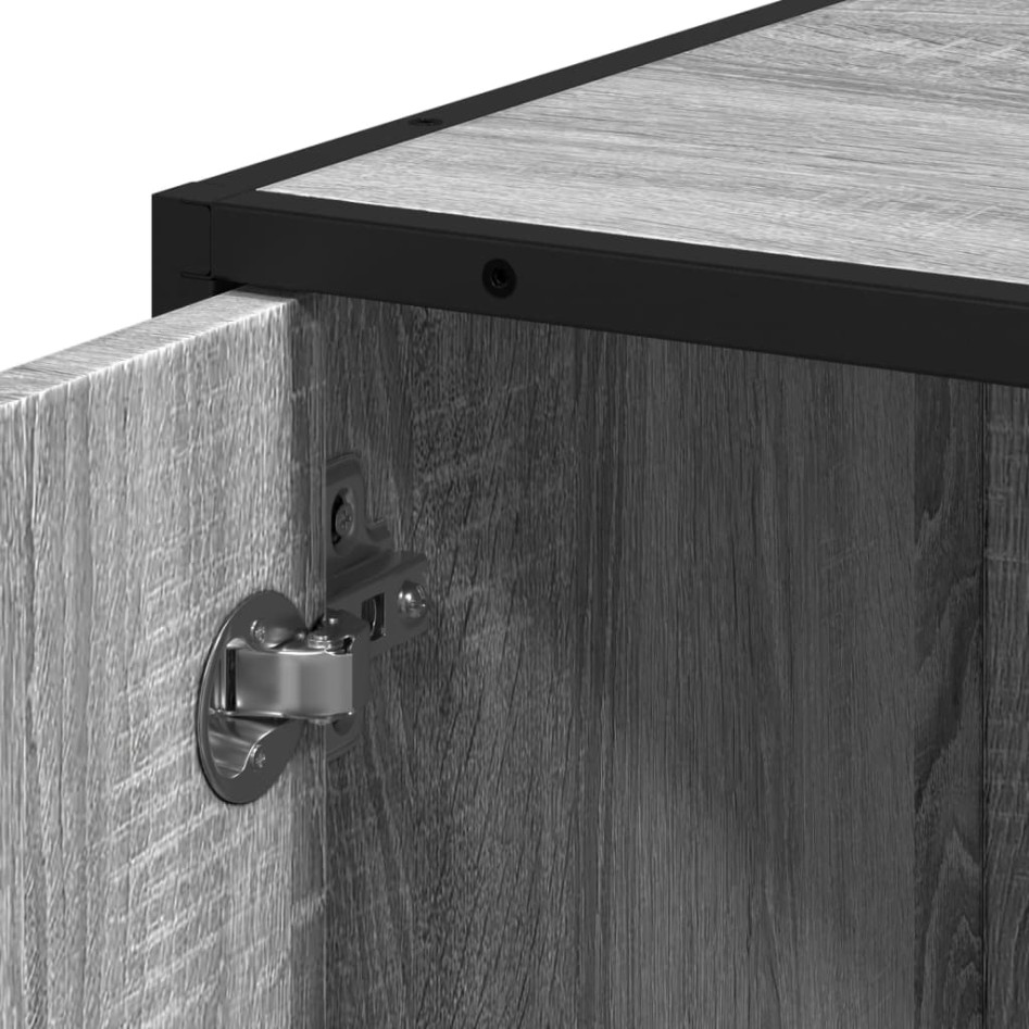 Armario de baño madera y metal gris Sonoma 35x37,5x188,5