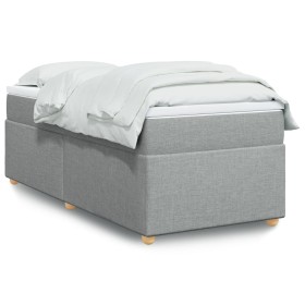 Cama box spring con colchón tela gris claro 80x200