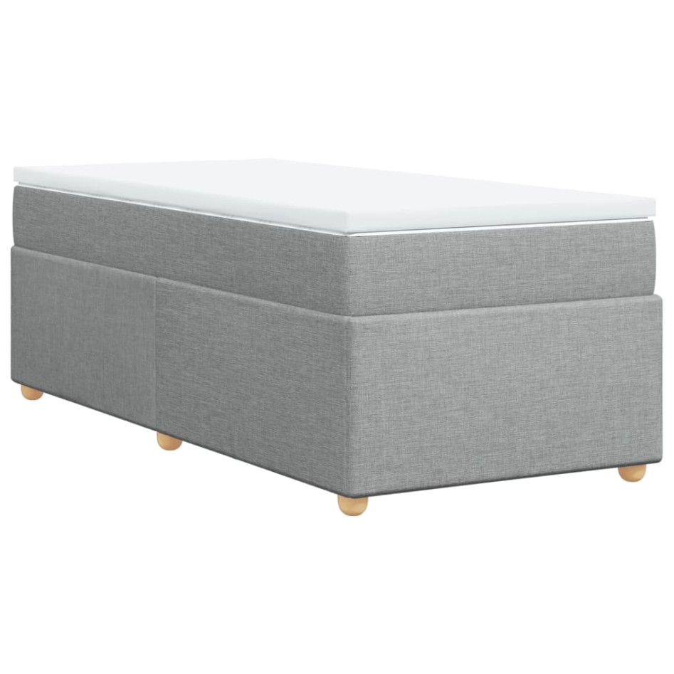 Cama box spring con colchón tela gris claro 80x200