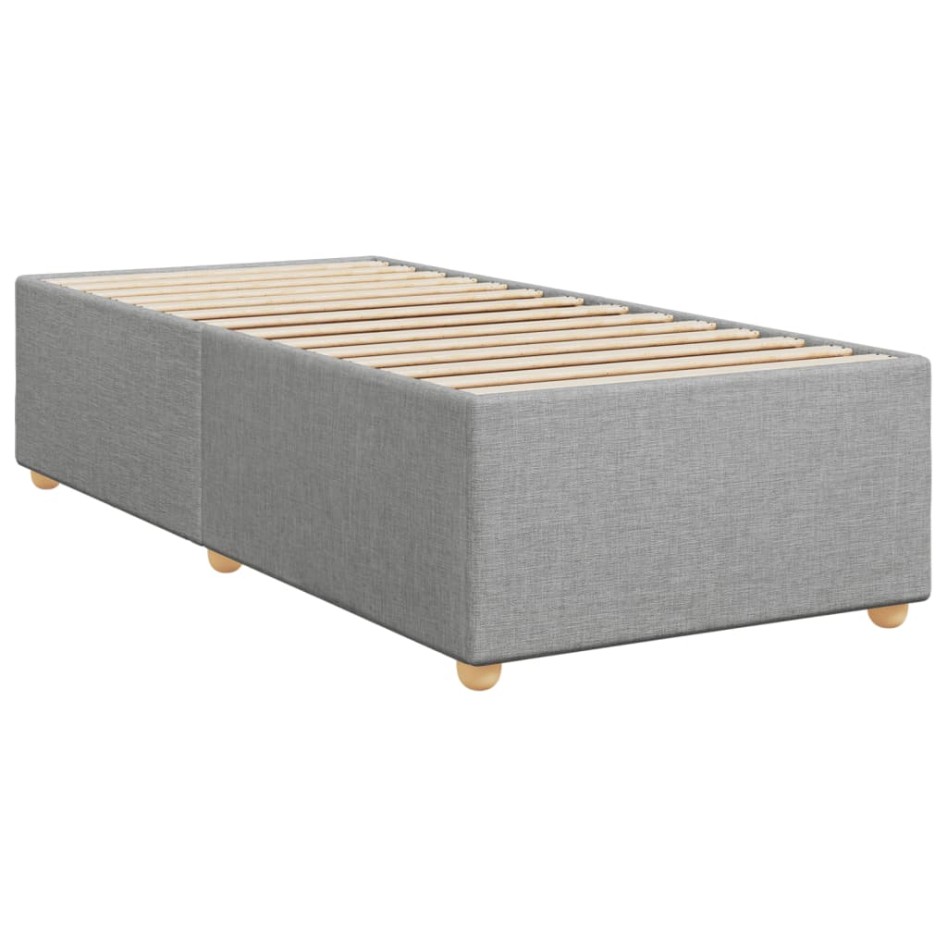 Cama box spring con colchón tela gris claro 80x200