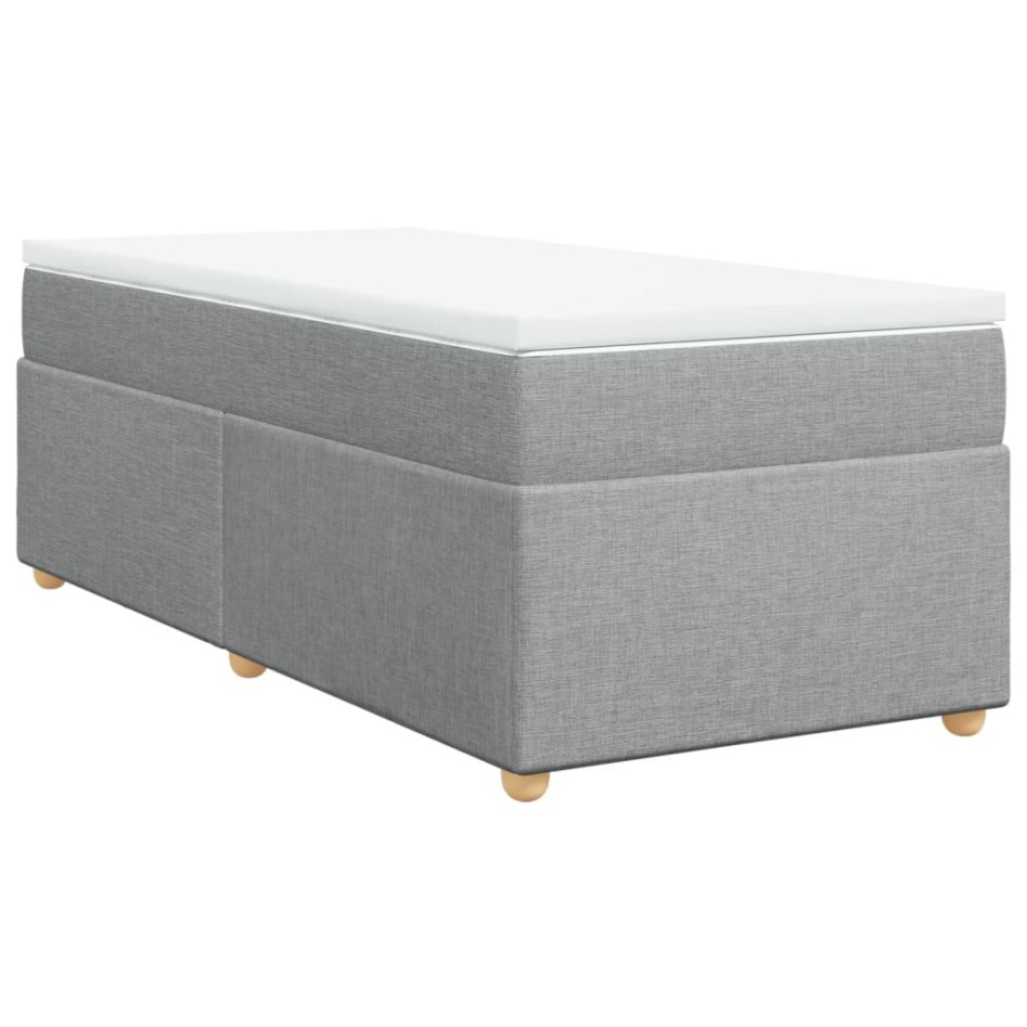 Cama box spring con colchón tela gris claro 80x200