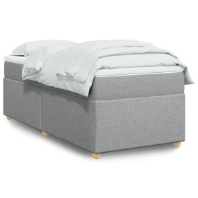 Cama box spring con colchón tela gris claro 90x190