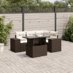 Set comedor de jardín 5 piezas y cojines ratán sintético marrón