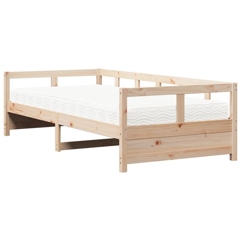 Sofá cama con colchón madera maciza de pino 80x200