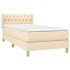 Cama box spring con colchón tela color crema 90x200