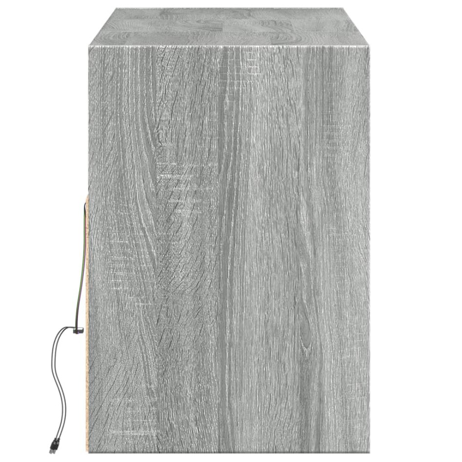 Mueble de TV de pared con luces LED gris Sonoma 130x31x45