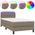 Cama box spring colchón y luces LED tela gris taupe 90x200