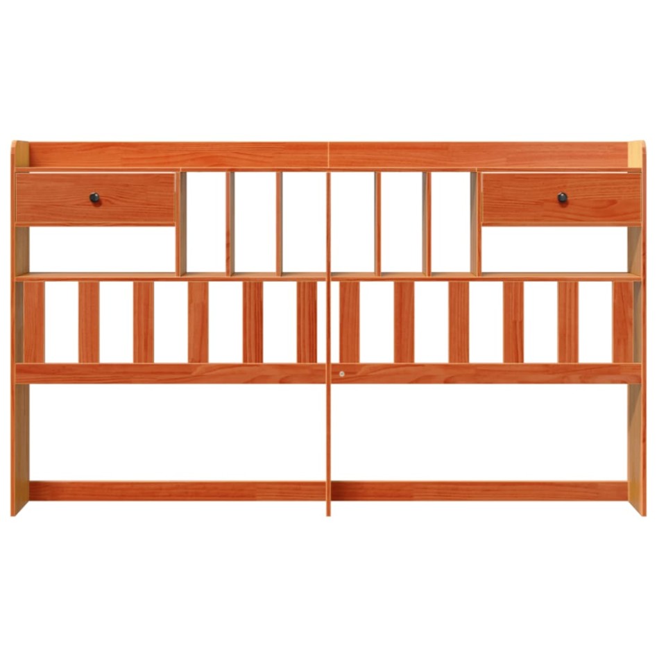 Cabecero de cama almacenaje madera maciza pino marrón 200