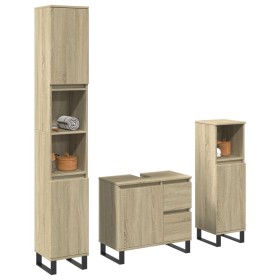 Set de muebles de baño 3 pzas madera contrachapada roble