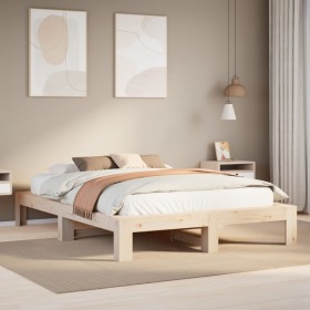 Estructura de cama sin colchón madera de pino blanco 150x200
