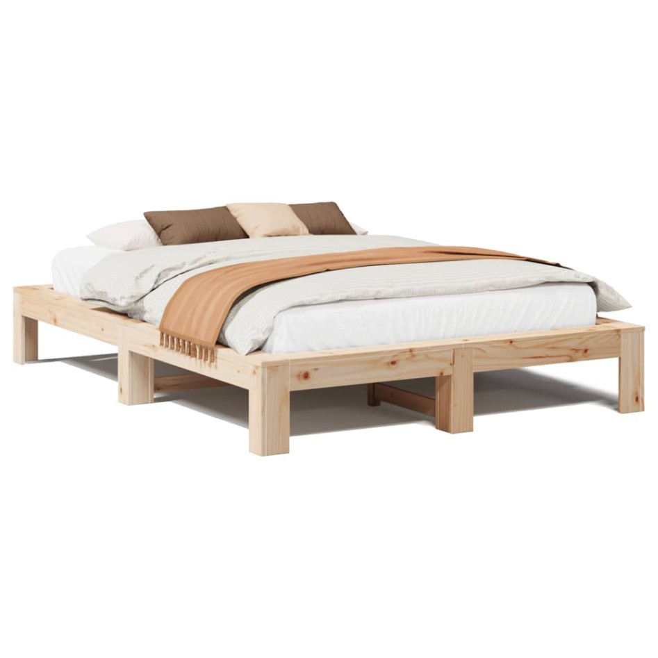 Estructura de cama sin colchón madera de pino blanco 150x200