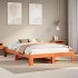 Cama sin colchón madera maciza pino marrón cera 150x200