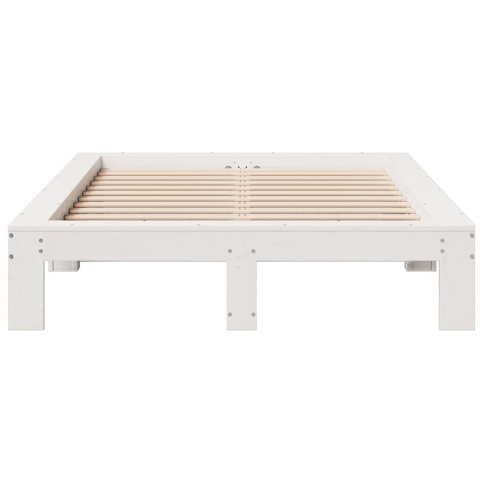 Estructura de cama sin colchón madera de pino blanca 120x200