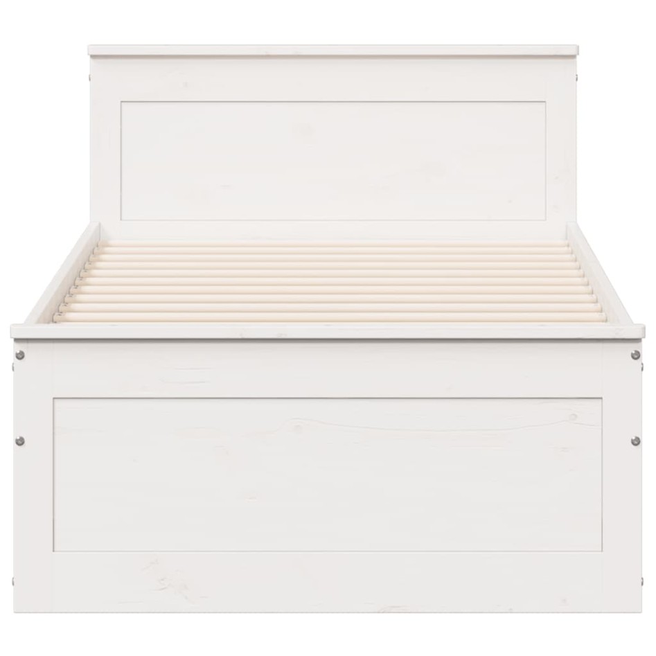 Cama con cabecero sin colchón madera maciza blanca 90x200