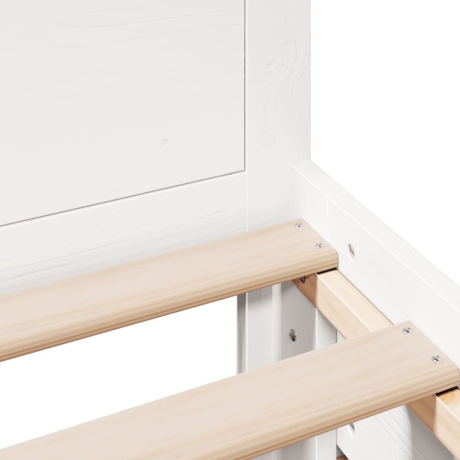 Cama con cabecero sin colchón madera maciza blanca 90x200