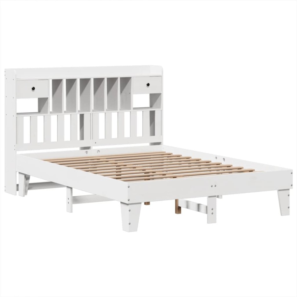 Estructura de cama sin colchón madera de pino blanca 140x200