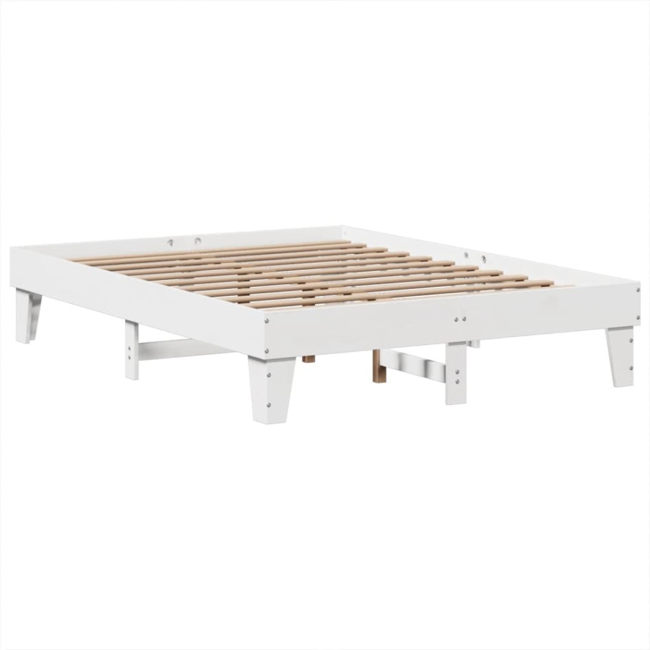 Estructura de cama sin colchón madera de pino blanca 140x200