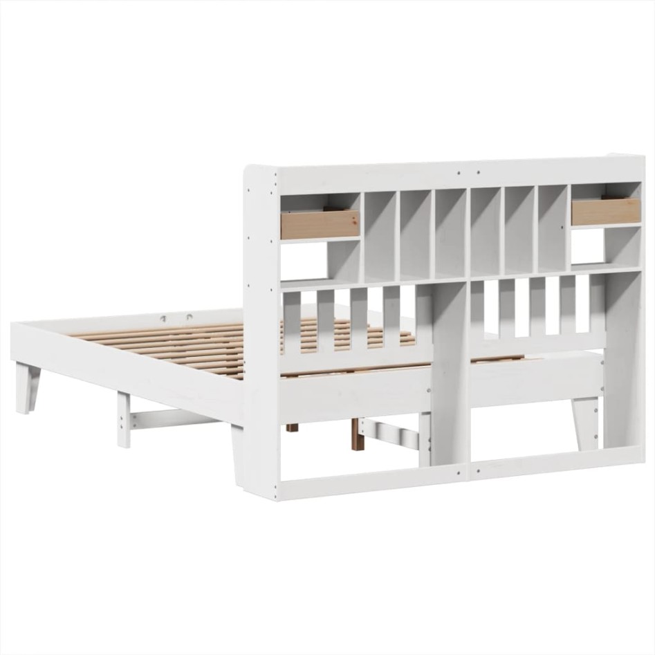 Estructura de cama sin colchón madera de pino blanca 140x200
